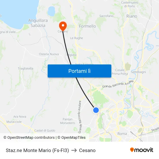 Staz.ne Monte Mario (Fs-Fl3) to Cesano map