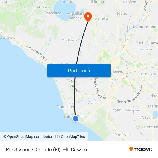 P.le Stazione Del Lido (Rl) to Cesano map