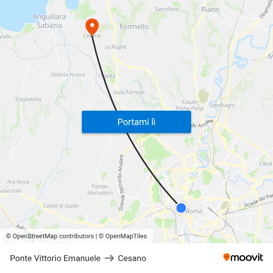 Ponte Vittorio Emanuele to Cesano map