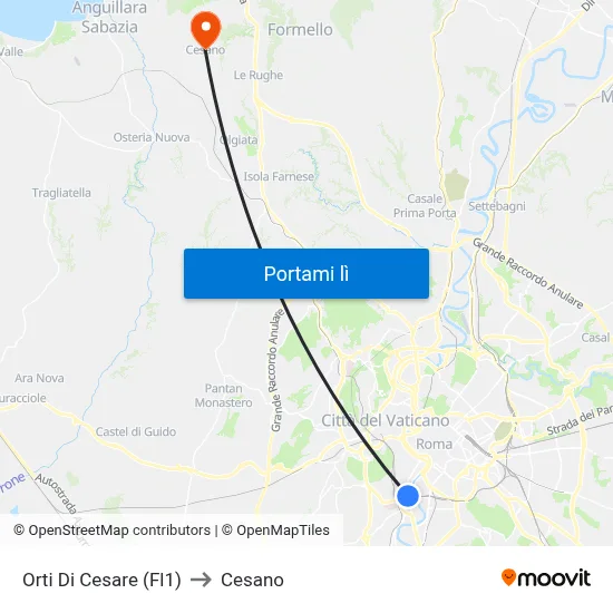 Orti Di Cesare (Fl1) to Cesano map
