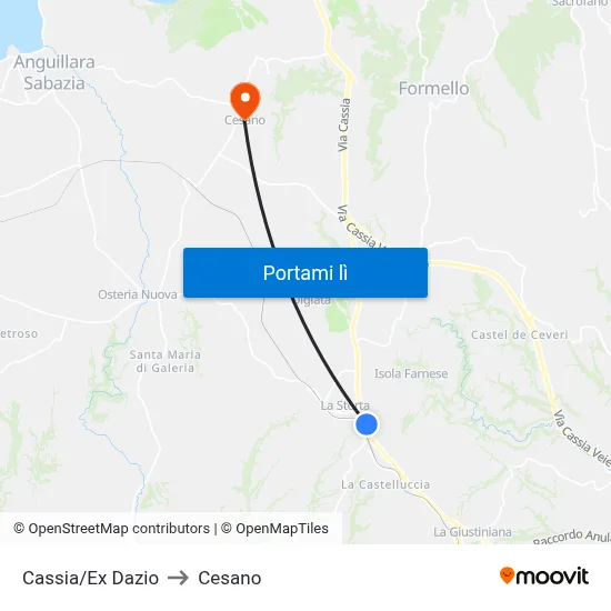 Cassia/Ex Dazio to Cesano map