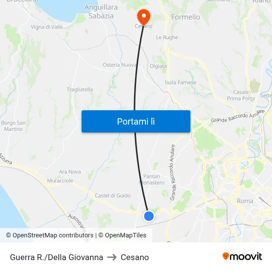 Guerra R./Della Giovanna to Cesano map