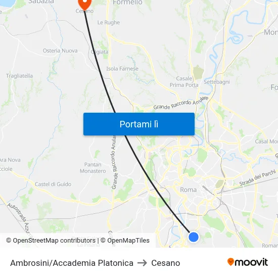 Ambrosini/Accademia Platonica to Cesano map