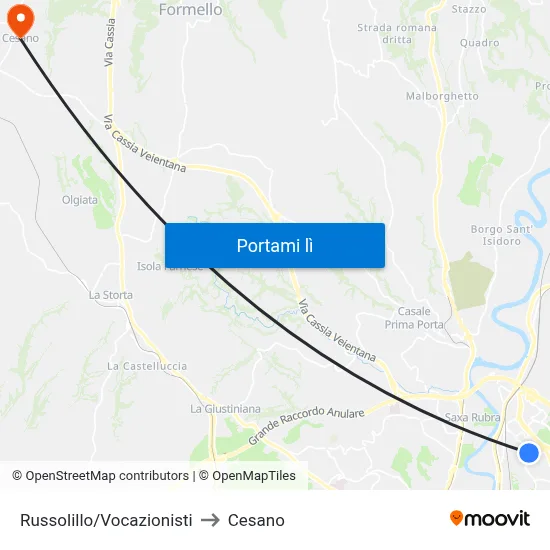 Russolillo/Vocazionisti to Cesano map