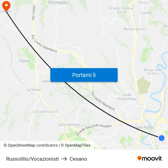 Russolillo/Vocazionisti to Cesano map