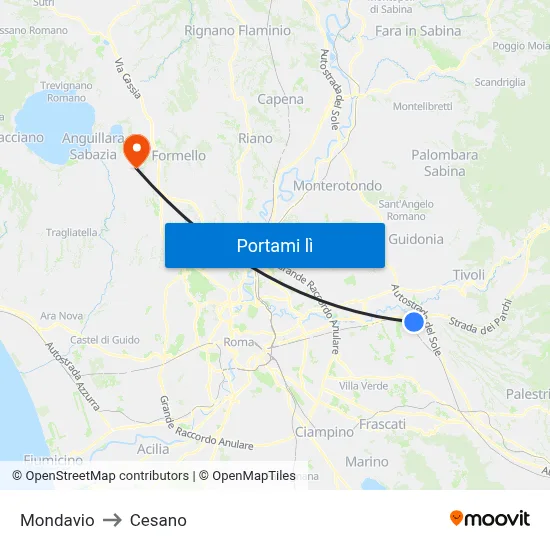 Mondavio to Cesano map