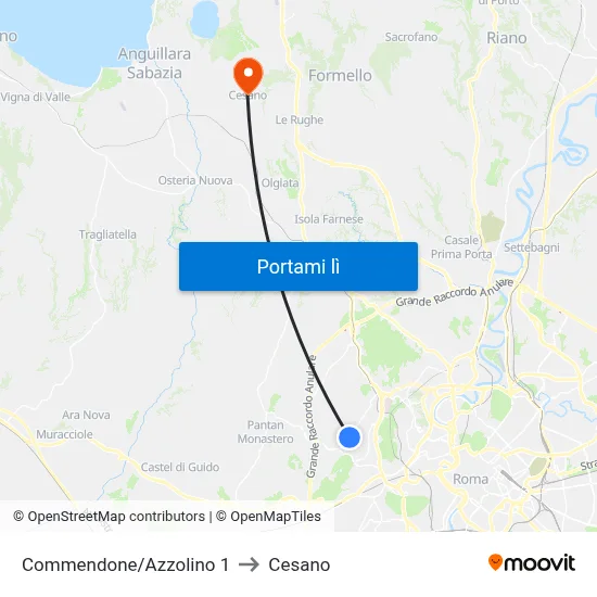 Commendone/Azzolino 1 to Cesano map