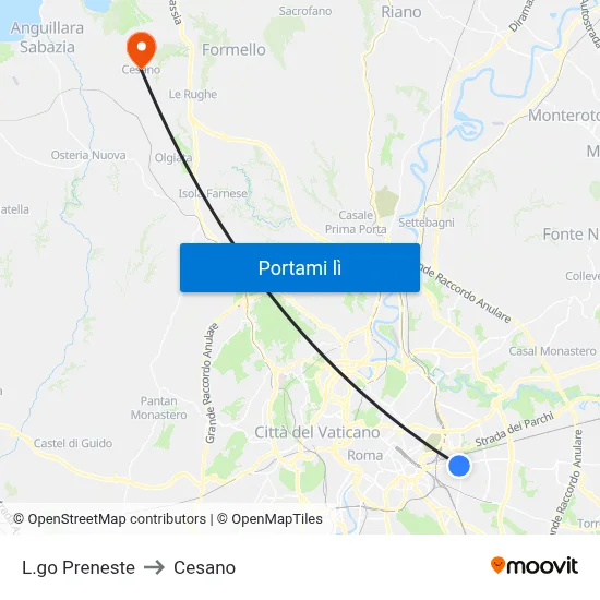 L.go Preneste to Cesano map