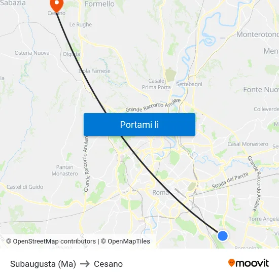 Subaugusta (Ma) to Cesano map