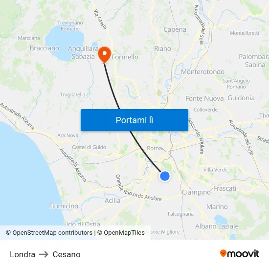 Londra to Cesano map