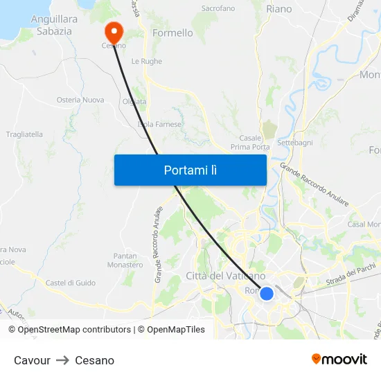 Cavour to Cesano map
