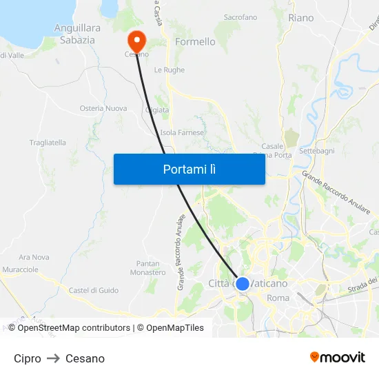 Cipro to Cesano map