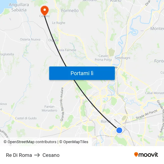 Re Di Roma to Cesano map