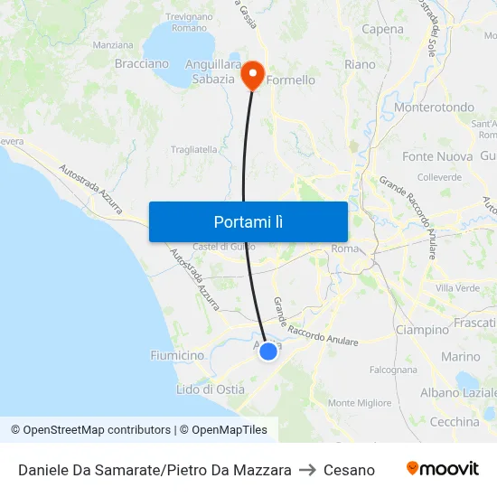Daniele Da Samarate/Pietro Da Mazzara to Cesano map