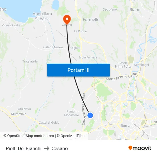 Piolti De' Bianchi to Cesano map
