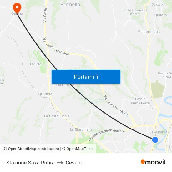 Stazione Saxa Rubra to Cesano map