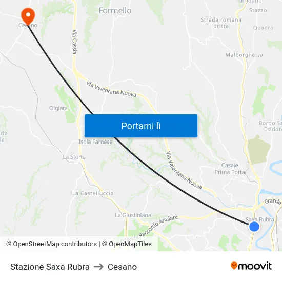 Stazione Saxa Rubra to Cesano map