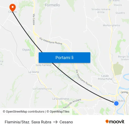 Flaminia/Staz. Saxa Rubra to Cesano map