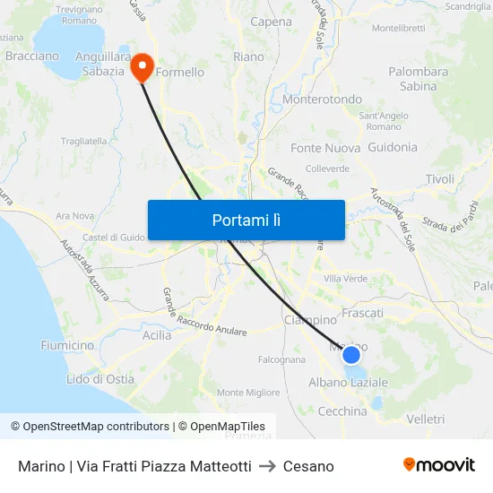 Marino | Via Fratti Piazza Matteotti to Cesano map