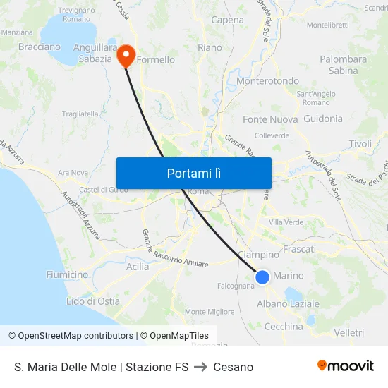 S. Maria Delle Mole | Stazione FS to Cesano map