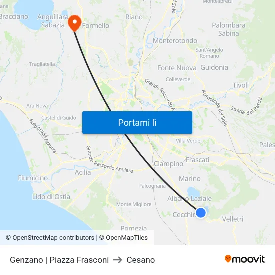 Genzano | Piazza Frasconi to Cesano map