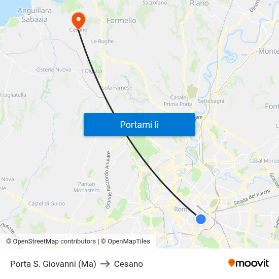 Porta S. Giovanni (Ma) to Cesano map