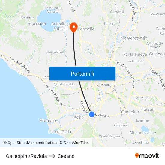 Galleppini/Raviola to Cesano map