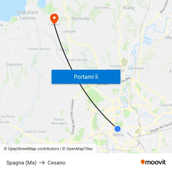 Spagna (Ma) to Cesano map