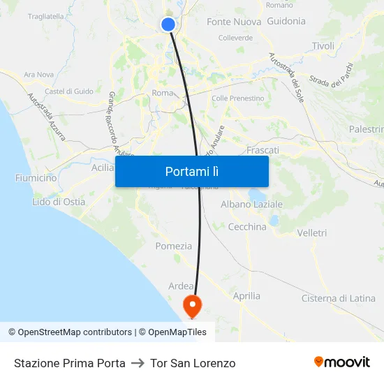 Stazione Prima Porta to Tor San Lorenzo map