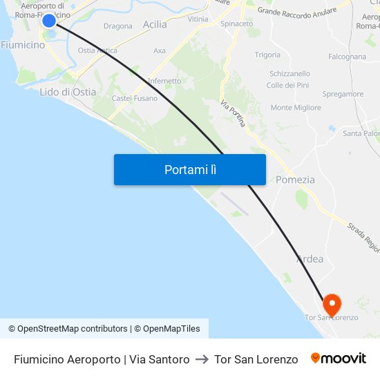 Fiumicino Aeroporto | Via Santoro to Tor San Lorenzo map