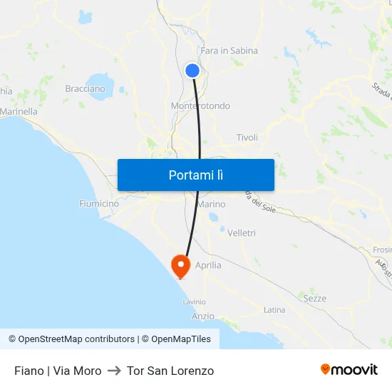 Fiano | Via Moro to Tor San Lorenzo map