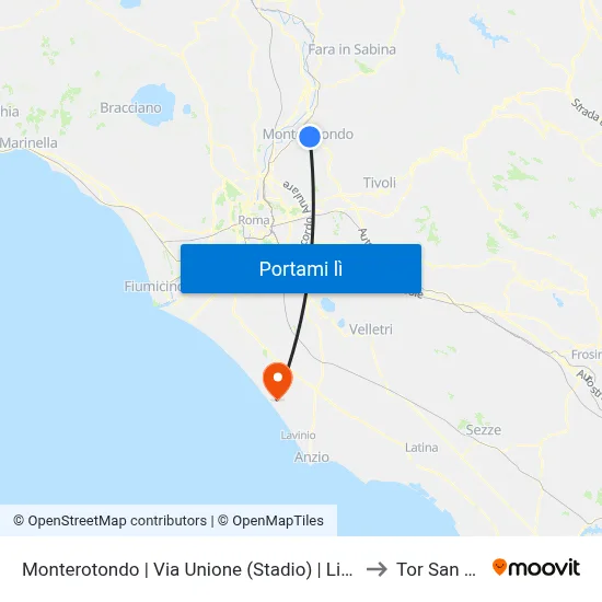 Monterotondo | Via Unione (Stadio) | Liceo Scientifico G.Peano to Tor San Lorenzo map