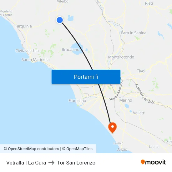 Vetralla | La Cura to Tor San Lorenzo map