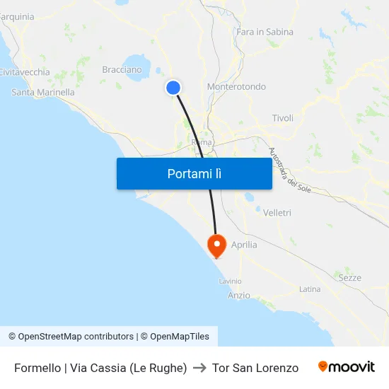 Formello | Via Cassia (Le Rughe) to Tor San Lorenzo map