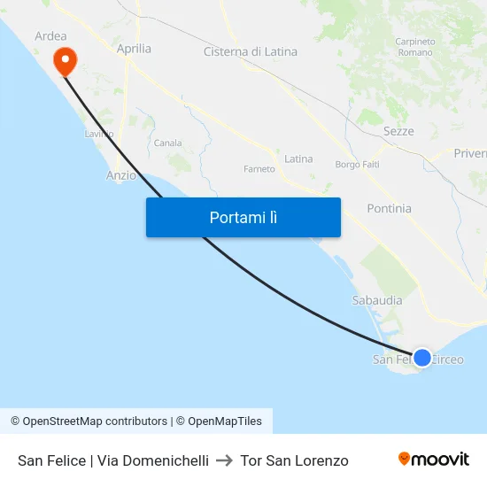 San Felice | Via Domenichelli to Tor San Lorenzo map