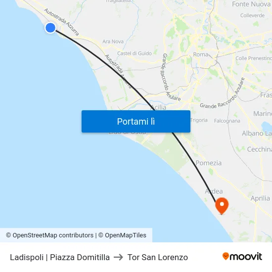 Ladispoli | Piazza Domitilla to Tor San Lorenzo map
