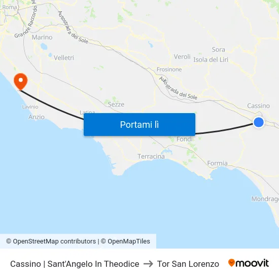 Cassino | Sant'Angelo In Theodice to Tor San Lorenzo map