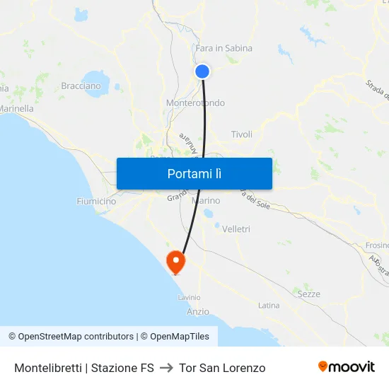 Montelibretti | Stazione FS to Tor San Lorenzo map
