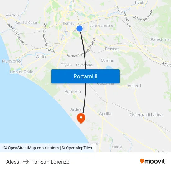 Alessi to Tor San Lorenzo map