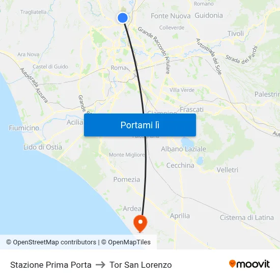 Stazione Prima Porta to Tor San Lorenzo map