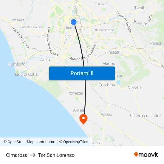 Cimarosa to Tor San Lorenzo map