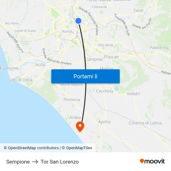 Sempione to Tor San Lorenzo map