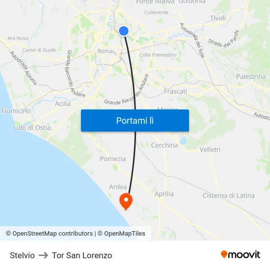 Stelvio to Tor San Lorenzo map