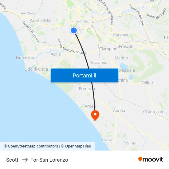 Scotti to Tor San Lorenzo map