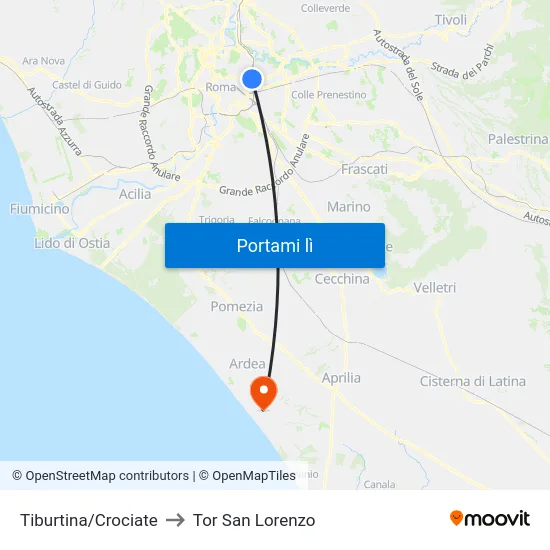 Tiburtina/Crociate to Tor San Lorenzo map