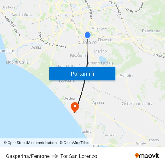 Gasperina/Pentone to Tor San Lorenzo map