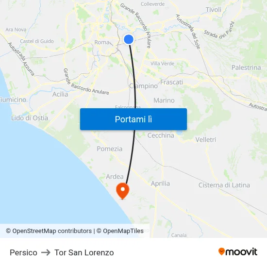 Persico to Tor San Lorenzo map