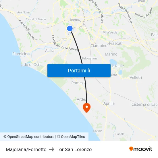 Majorana/Fornetto to Tor San Lorenzo map