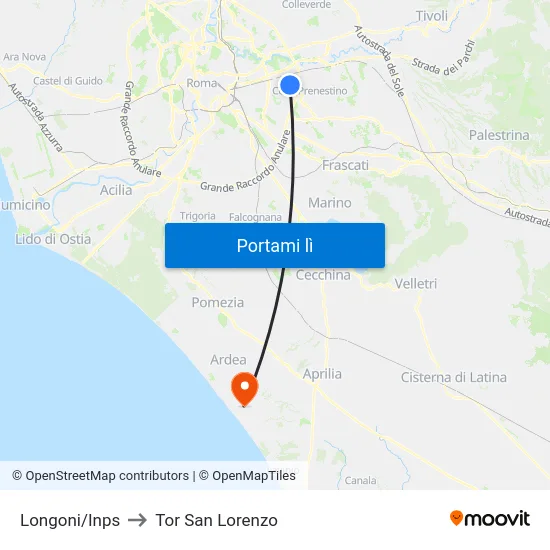 Longoni/Inps to Tor San Lorenzo map