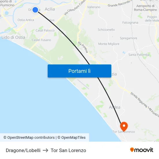 Dragone/Lobelli to Tor San Lorenzo map